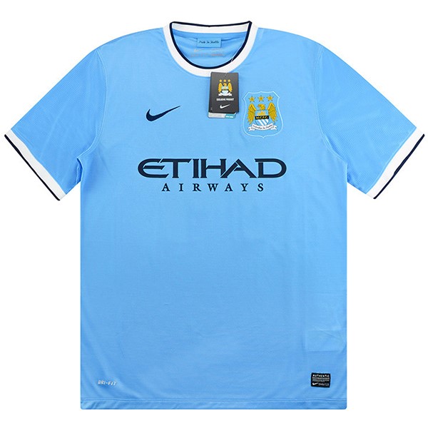 Maillot Football Manchester City Domicile Retro 2013 2014 Bleu